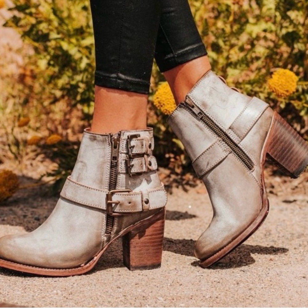 Freebird Bolo Gray “Ice” Distressed Leather Boots